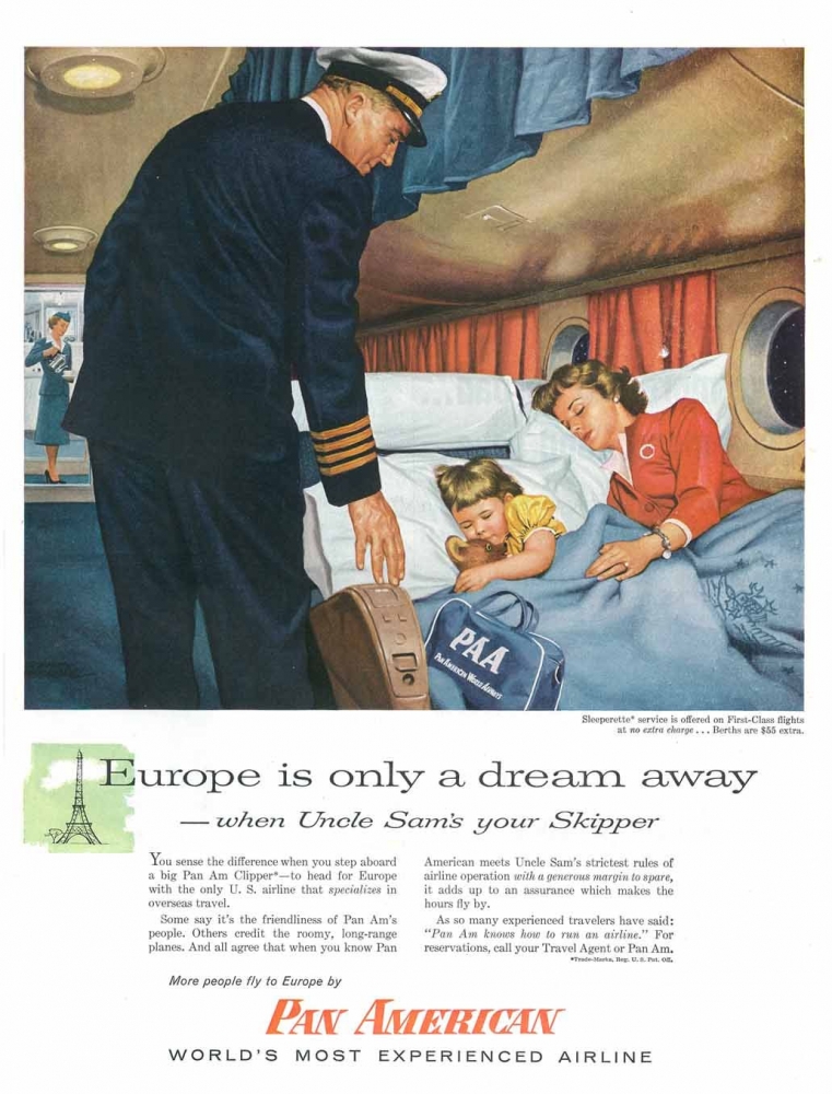 12/1946 PUB PAN AMERICAN WORLD AIRWAYS CLIPPER CONSTELLATION STEWARDESS AD 