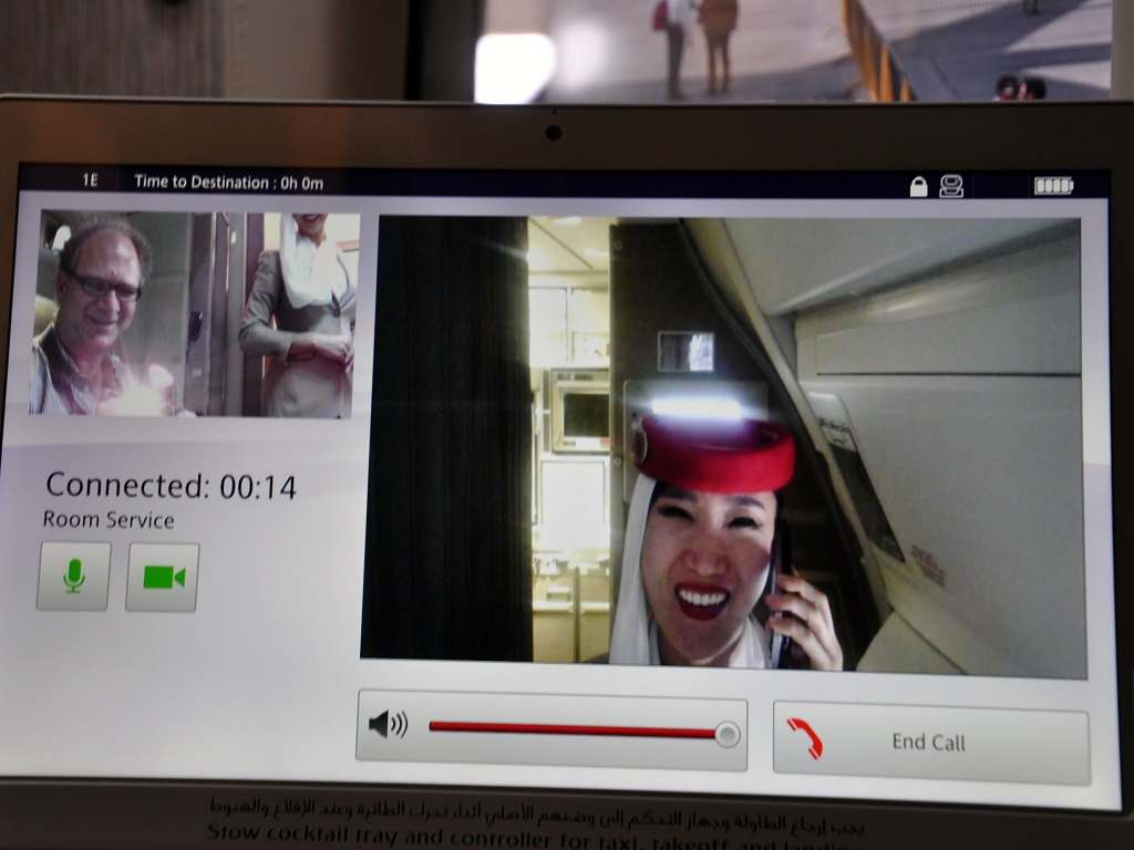 Video call in Emirates First Class 