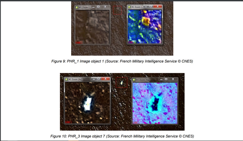 Low resolution images taken by a French military satellite of MH370 debris 