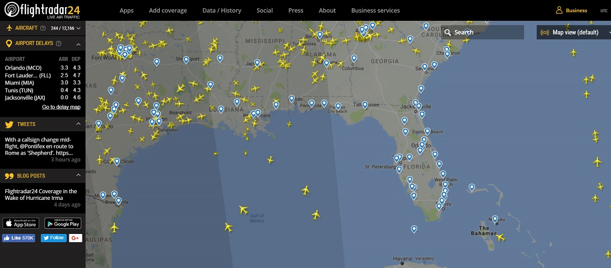 Irma Florida airlines airspace