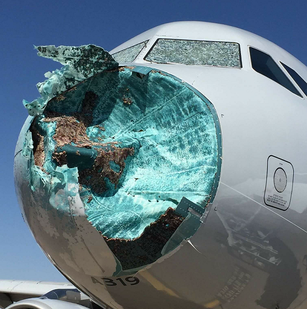 American Airlines hail damage