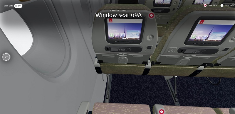 Virtual relaity Emirates cabins